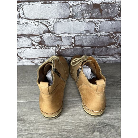 V-Italia Tan Brown Leather Combat Casual Zip Ankle Boots Women Sz 39EU/8.5M US - Picture 7 of 16